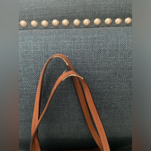 Lauren Ralph Lauren Gorgeous Camel Brown Canvas Leather Medium Shoulder Tote Bag - Picture 8 of 16